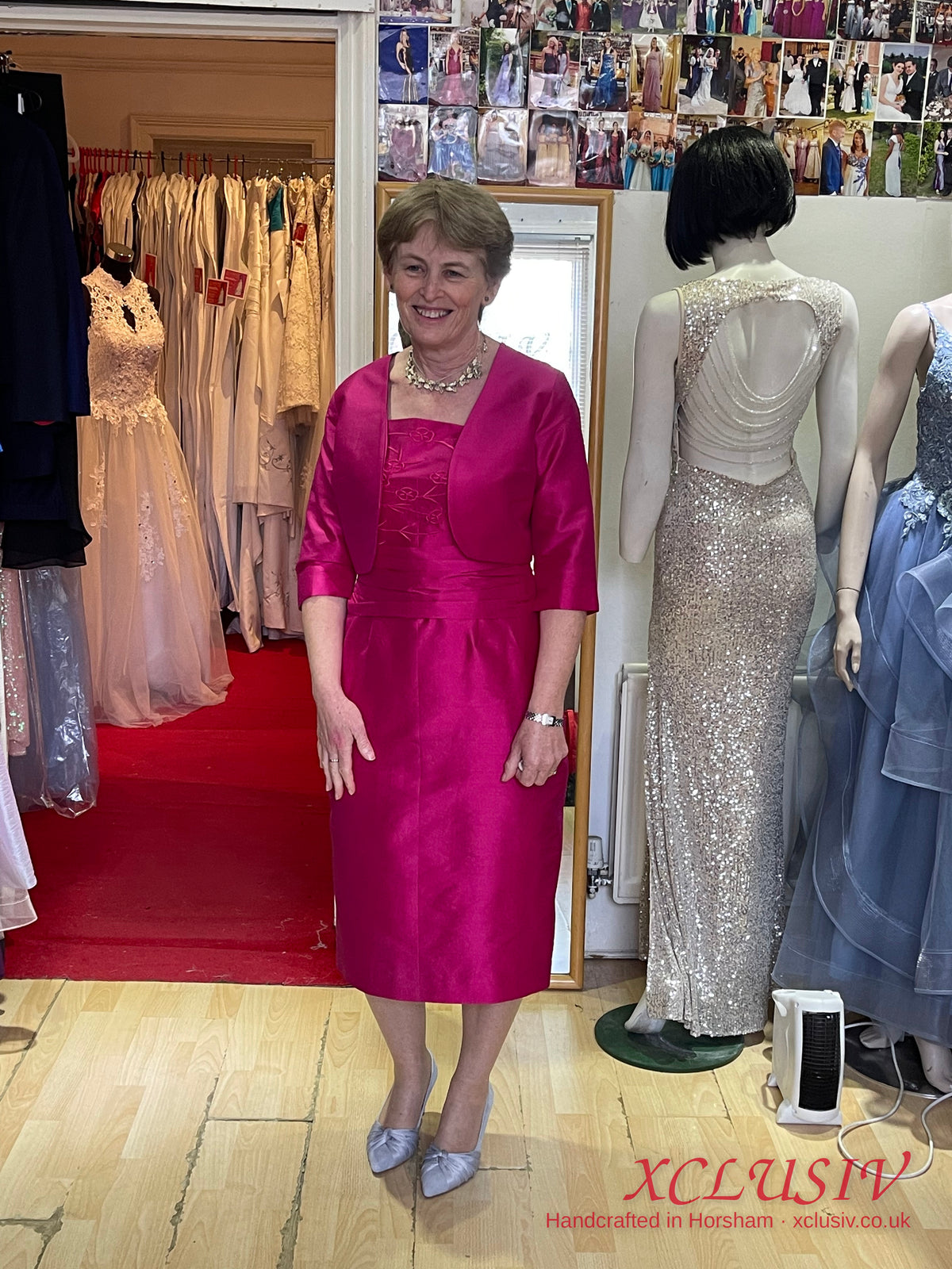 Fuchsia Silk Shift Dress & Jacket – Mother of the Bride – XCLUSIV Horsham (view 4)