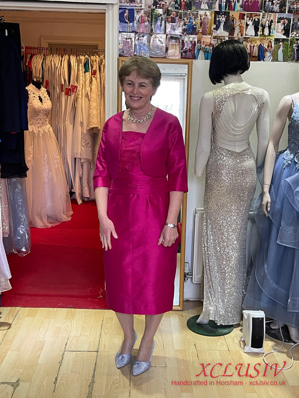 Fuchsia Silk Shift Dress & Jacket – Mother of the Bride – XCLUSIV Horsham (view 4)