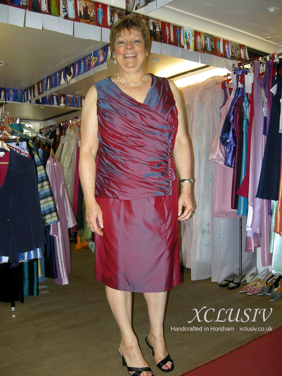 Garnet Shot Taffeta Jacket, Ruched Top & Skirt – Mother of the Bride – XCLUSIV Horsham (view 2)