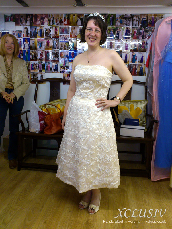 Gold Embroidered Tea-Length Strapless Wedding Dress – XCLUSIV Horsham