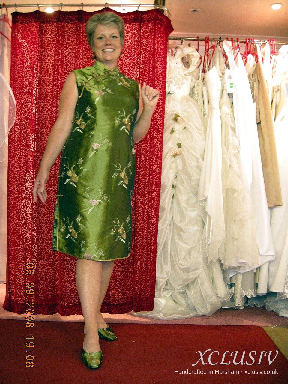 Green Brocade Cheongsam Dress – Mother of the Bride – XCLUSIV Horsham Main image