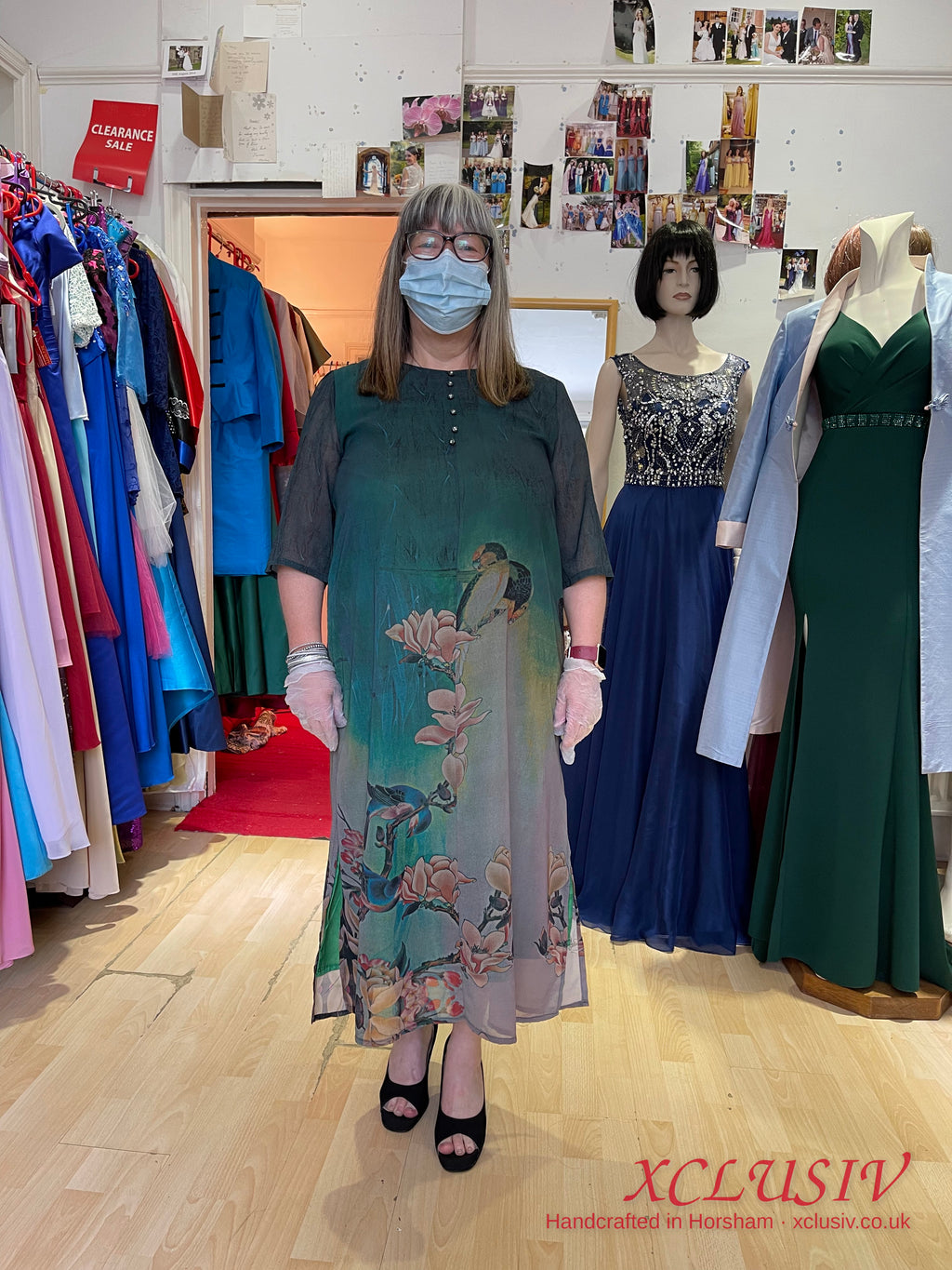 Green Floral Print Long Dress – Mother of the Bride – XCLUSIV Horsham