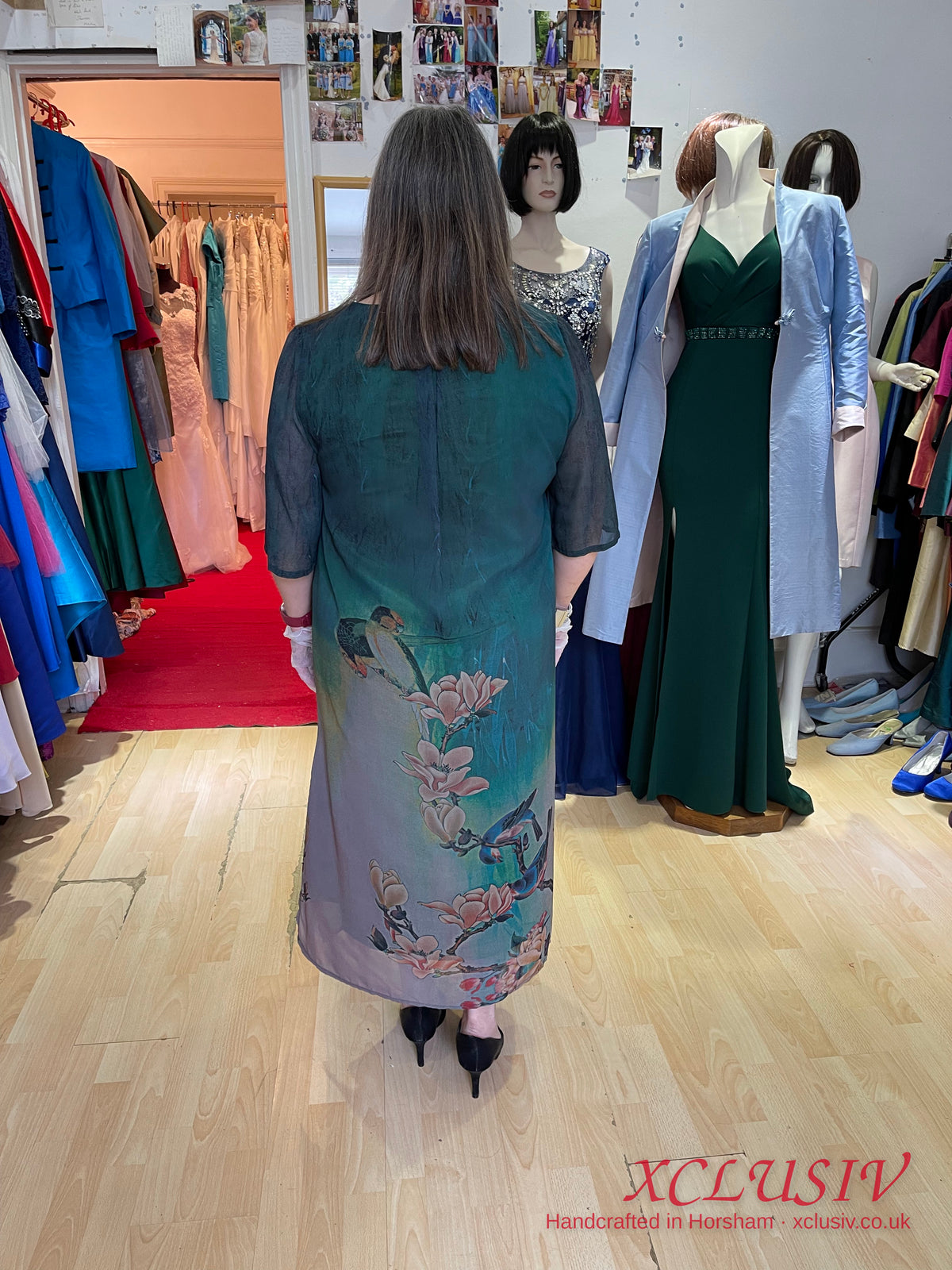 Green Floral Print Long Dress – Mother of the Bride – XCLUSIV Horsham (view 2)