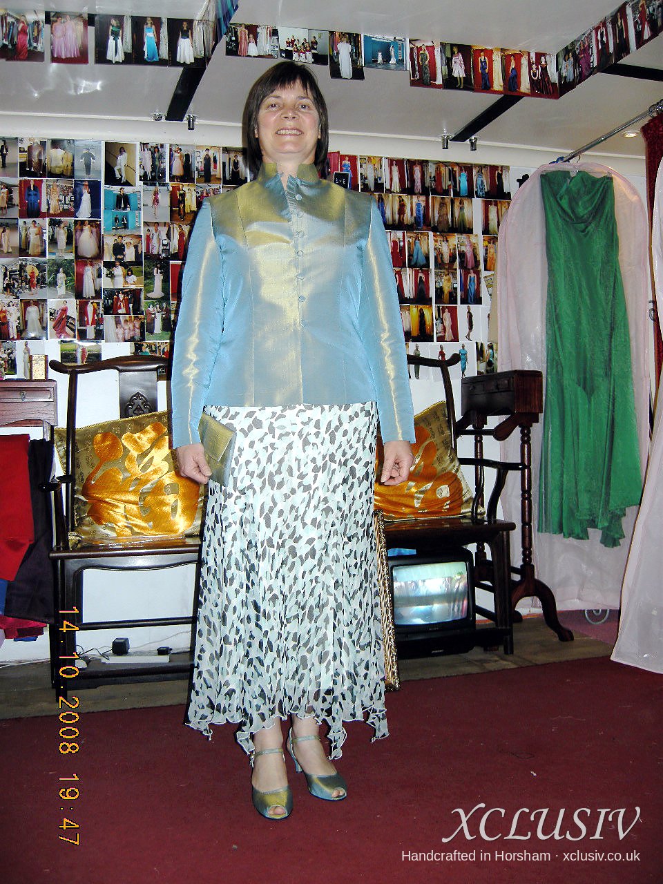 Ice Blue Silk Jacket & Print Skirt – Mother of the Bride – XCLUSIV Horsham Main image
