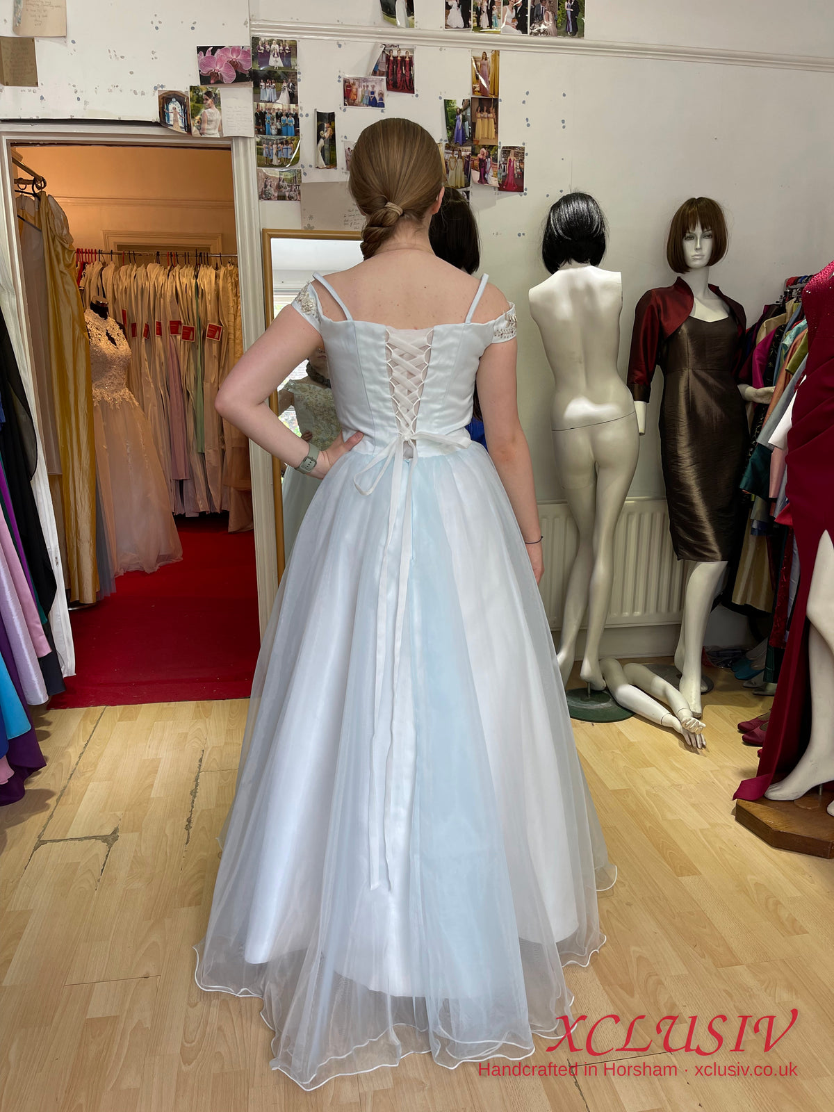 Ice Blue Tulle Beaded Ball Gown Prom Dress – XCLUSIV Horsham (view 2)