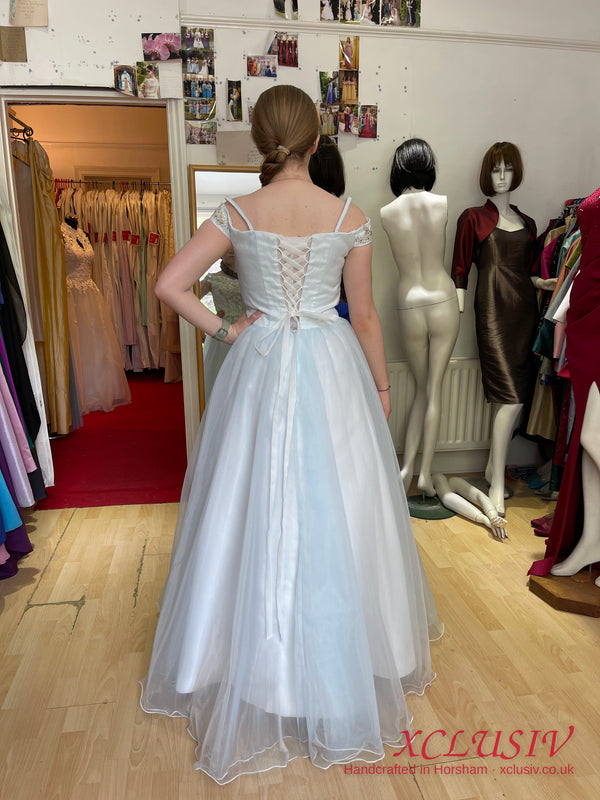 Ice Blue Tulle Beaded Ball Gown Prom Dress – XCLUSIV Horsham (view 2)