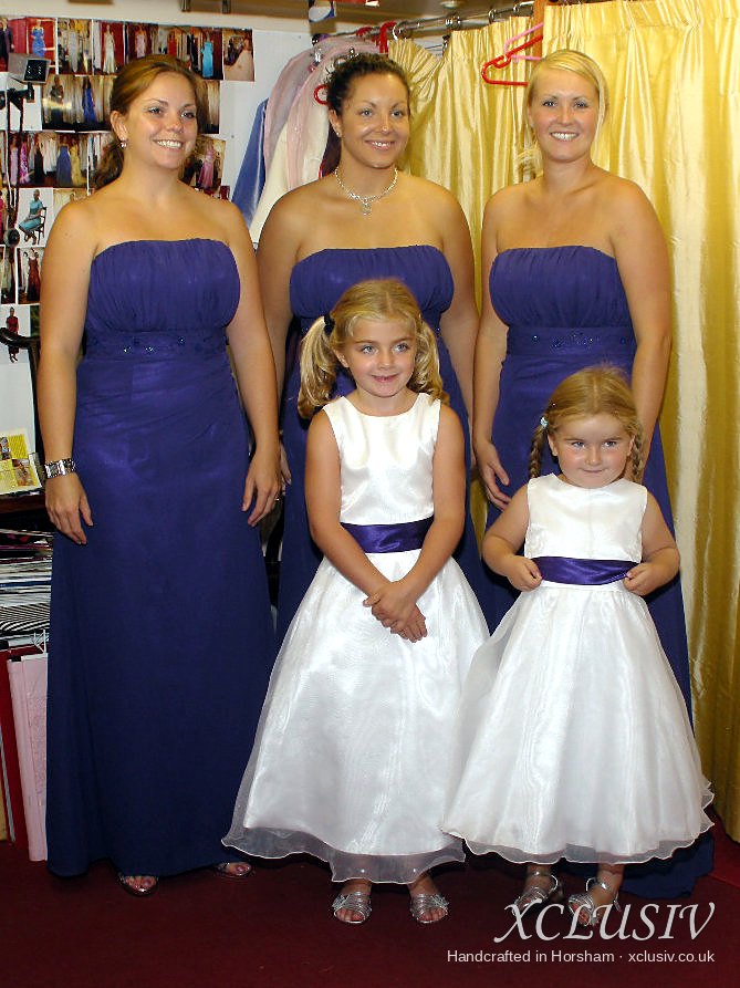 Indigo Chiffon Strapless Bridesmaid Dress with Flower Girls – XCLUSIV Horsham (view 2)