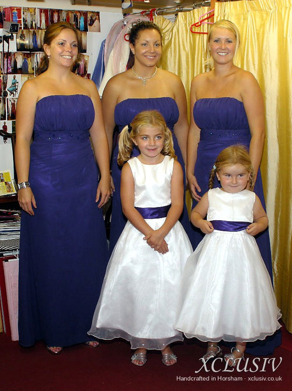 Indigo Chiffon Strapless Bridesmaid Dress with Flower Girls – XCLUSIV Horsham (view 2)