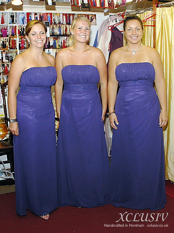 Indigo Chiffon Strapless Bridesmaid Dress with Flower Girls – XCLUSIV Horsham (view 3)
