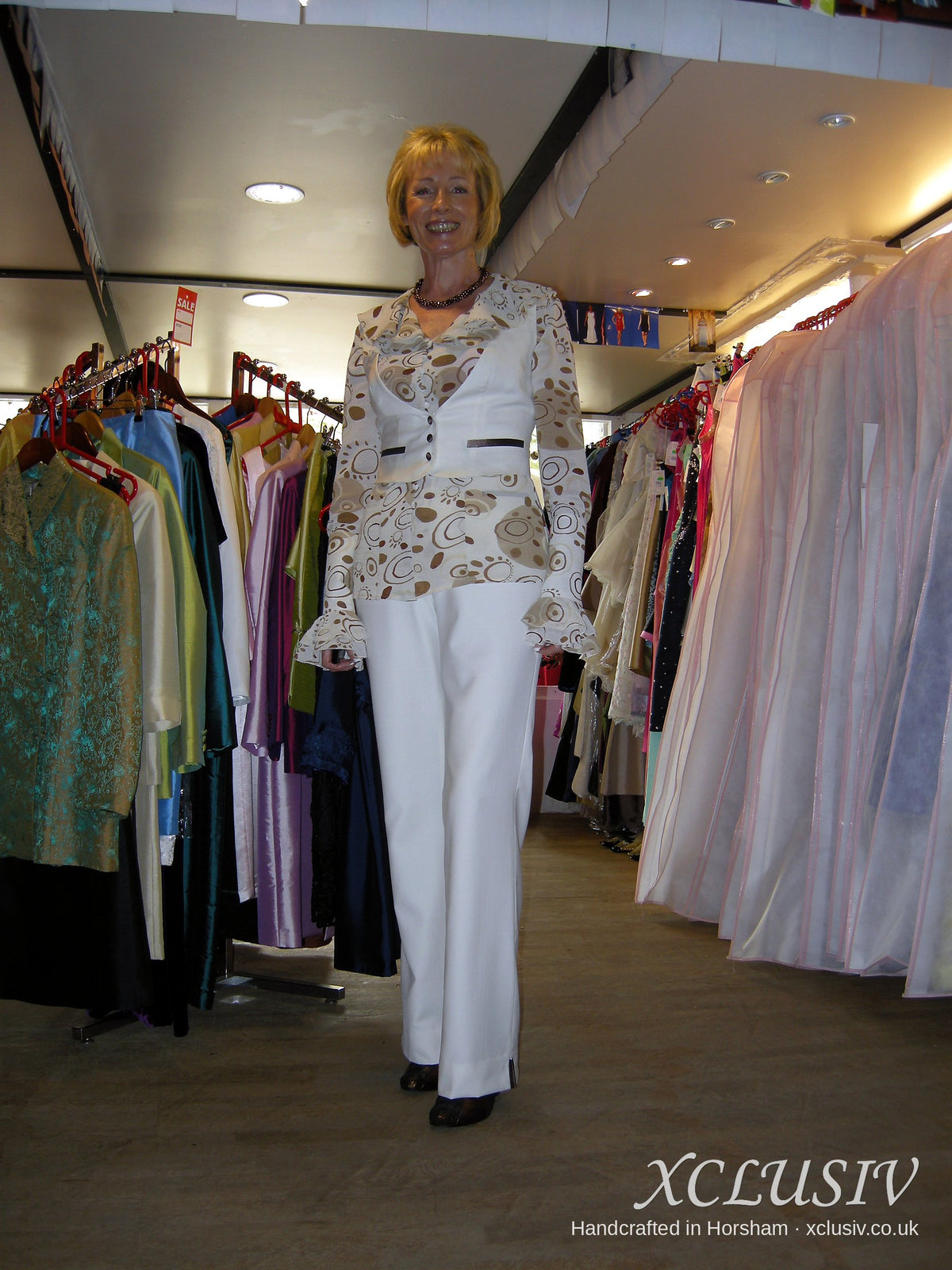 Ivory & Gold Brocade Jacket & White Trousers – Mother of the Bride – XCLUSIV Horsham Main image