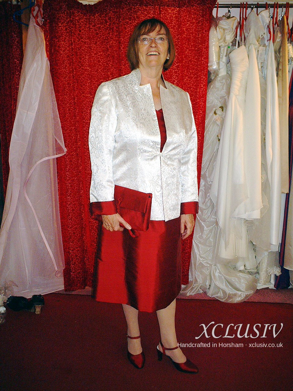 Ivory Brocade Jacket & Red Skirt – Mother of the Bride – XCLUSIV Horsham