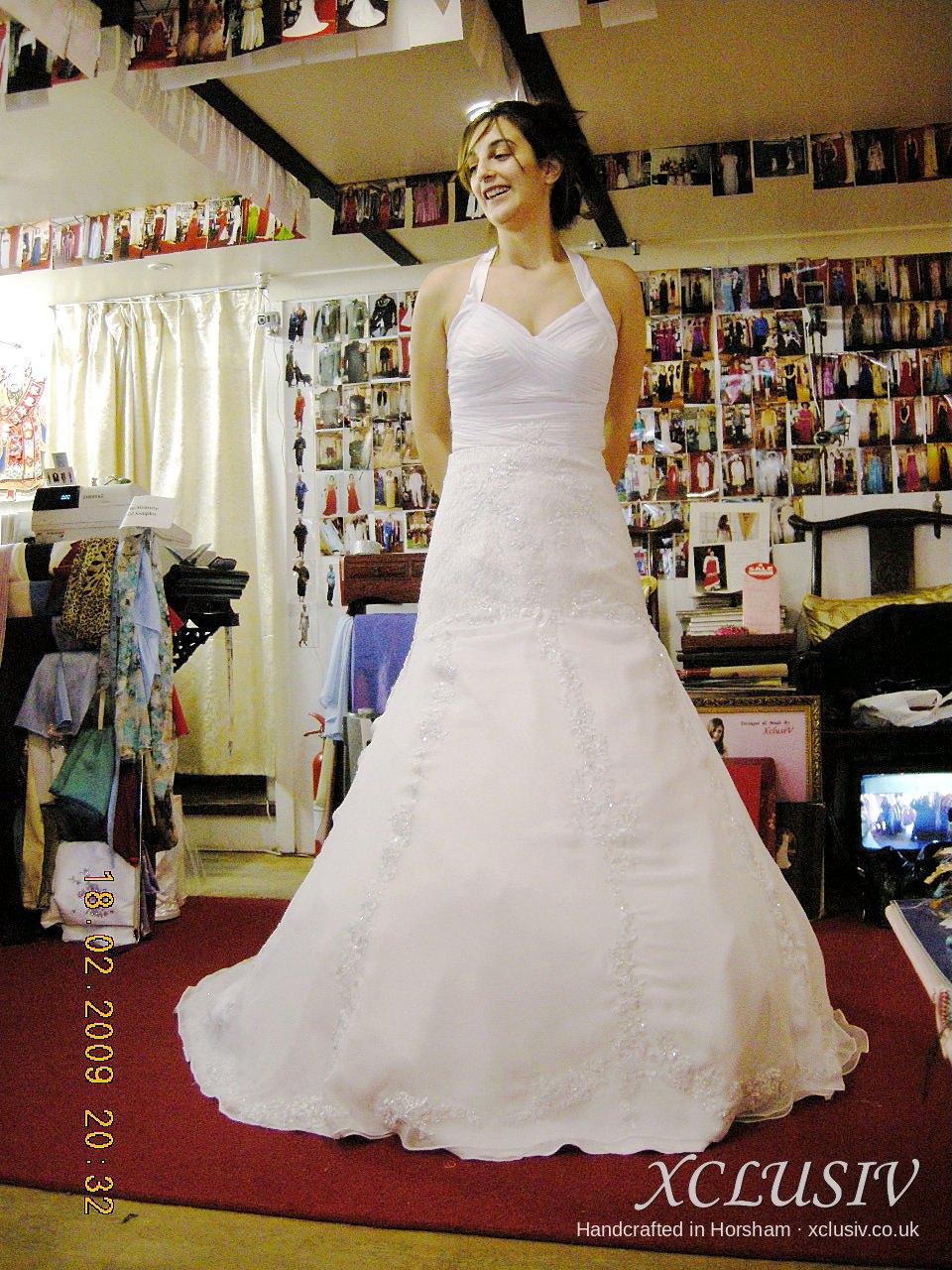Ivory Halter A-Line Wedding Dress with Embroidery & Jacket – XCLUSIV Horsham (view 2)