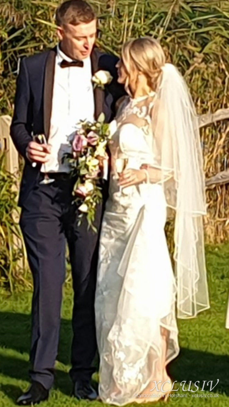 Ivory Lace Boho Wedding Dress with Veil – XCLUSIV Horsham