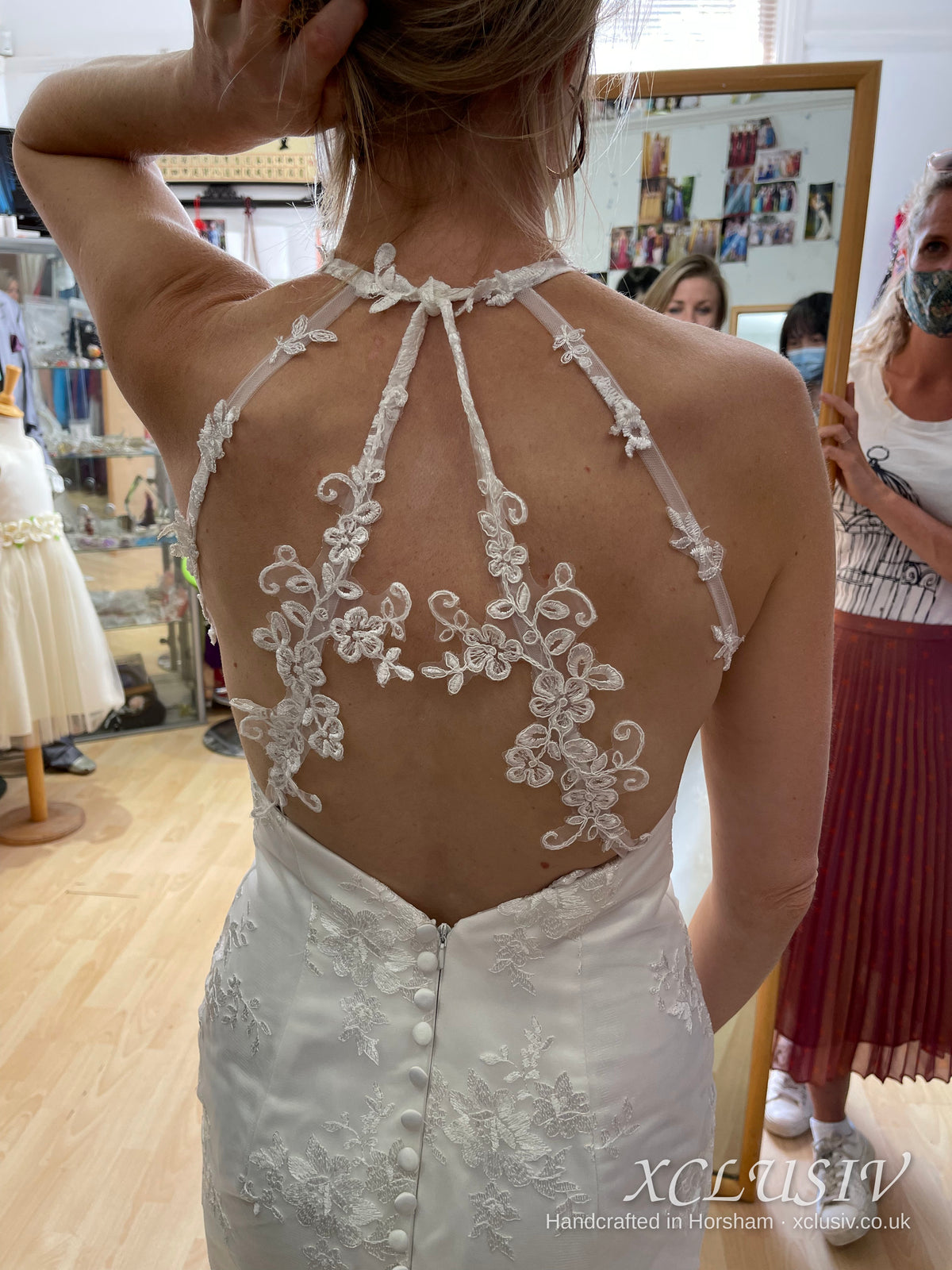 Ivory Lace Wedding Dress with Illusion Button Back – XCLUSIV Horsham