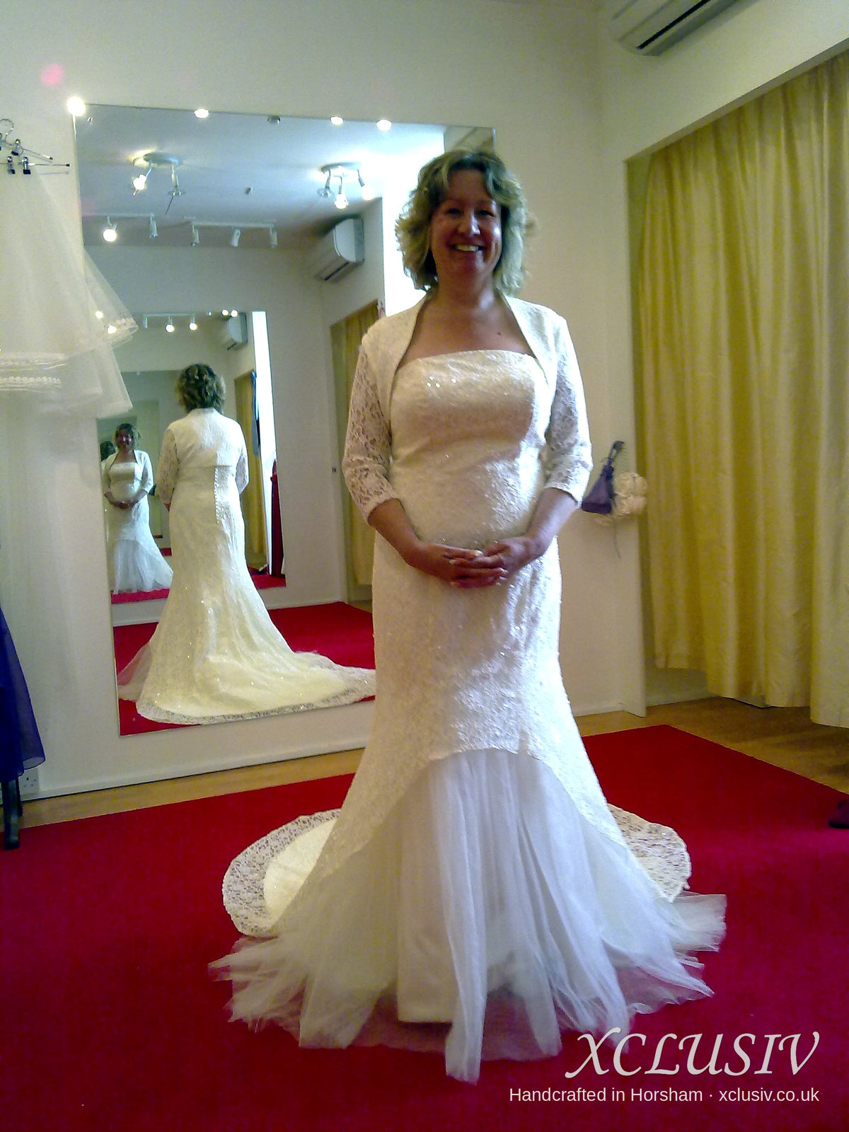 Ivory Lace Mermaid Wedding Dress with Lace Jacket & Long Train – XCLUSIV Horsham (view 4)