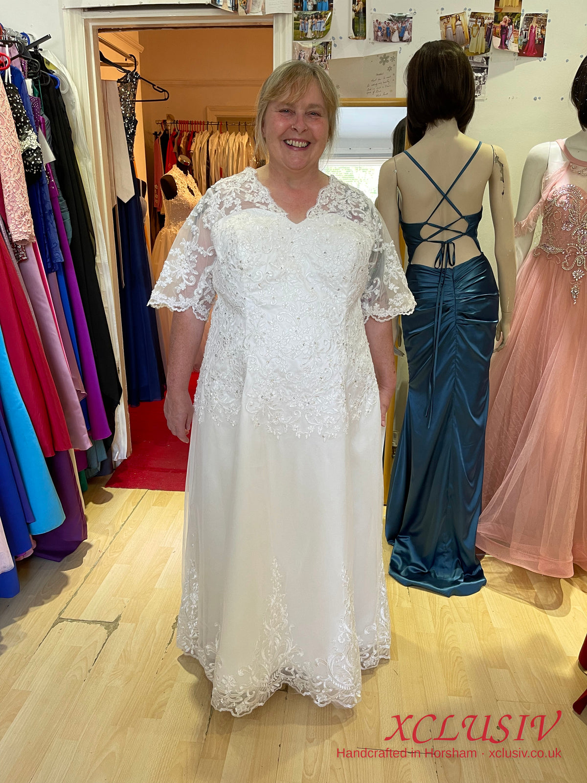Ivory Lace Sleeved A-Line Wedding Dress – Plus Size – XCLUSIV Horsham Main image