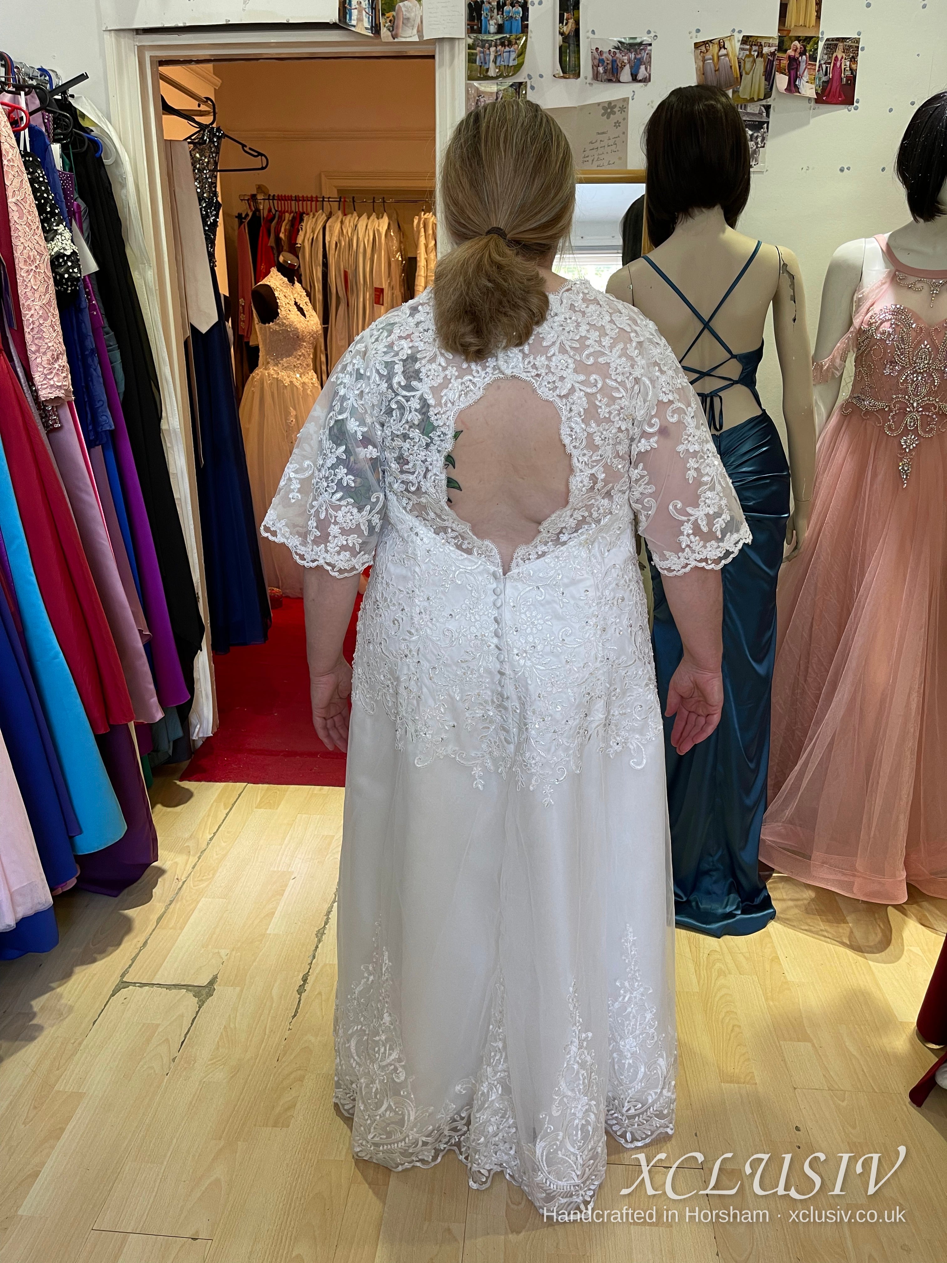 Ivory Lace Sleeved A-Line Wedding Dress – Plus Size Secondary image