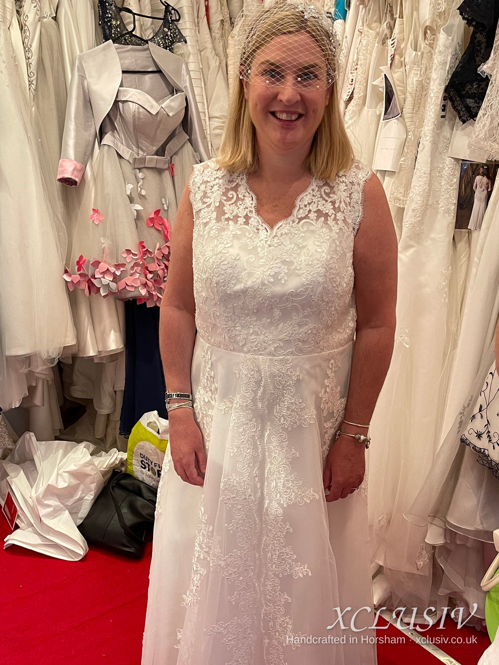 Ivory Lace V-Neck A-Line Wedding Dress – XCLUSIV Horsham (view 2)