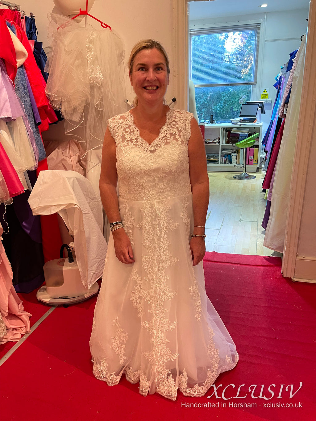 Ivory Lace V-Neck A-Line Wedding Dress – XCLUSIV Horsham (view 4)