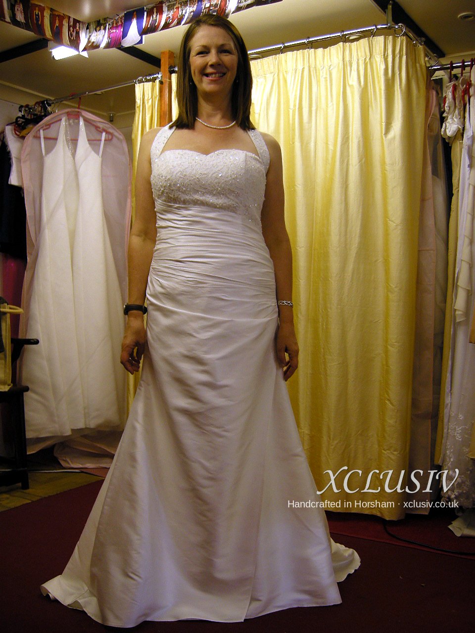 Ivory Satin Halter Sweetheart Wedding Dress – XCLUSIV Horsham