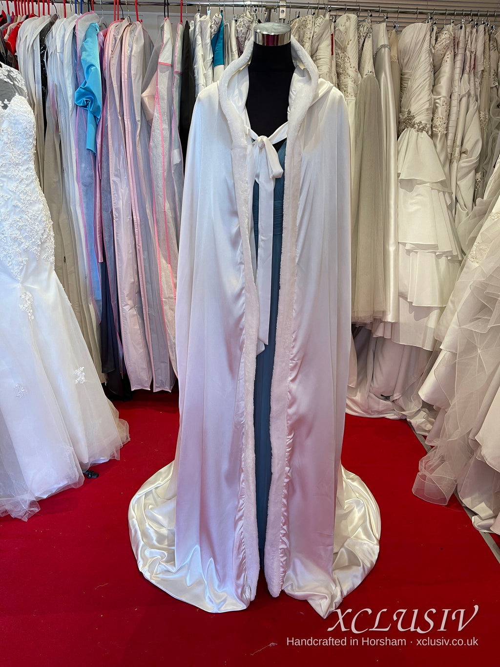 Ivory Satin Hooded Bridal Cloak – XCLUSIV Horsham