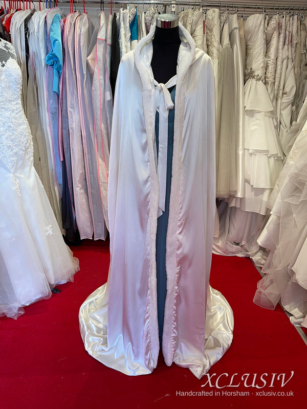 Ivory Satin Hooded Bridal Cloak – XCLUSIV Horsham