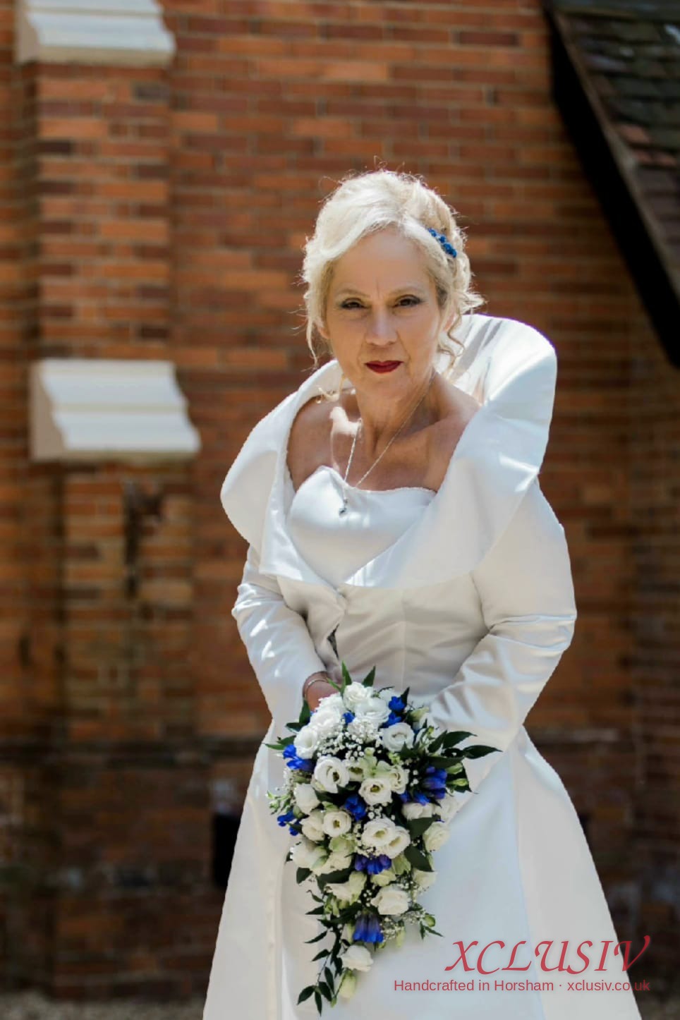 Ivory Satin Portrait-Collar Wedding Dress – XCLUSIV Horsham (view 2)