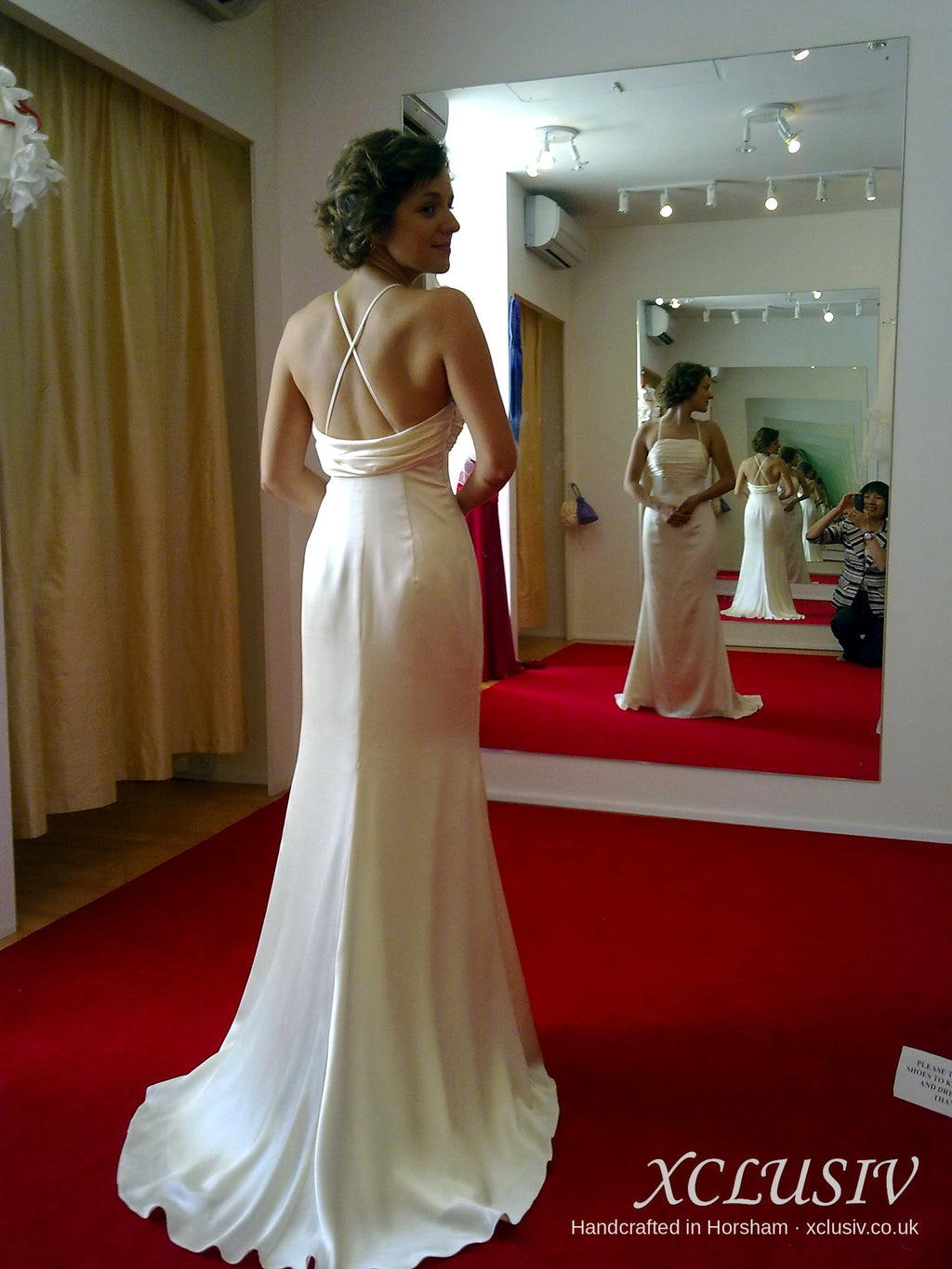 Ivory Satin Slip Wedding Dress with Cross-Back Straps – XCLUSIV Horsham