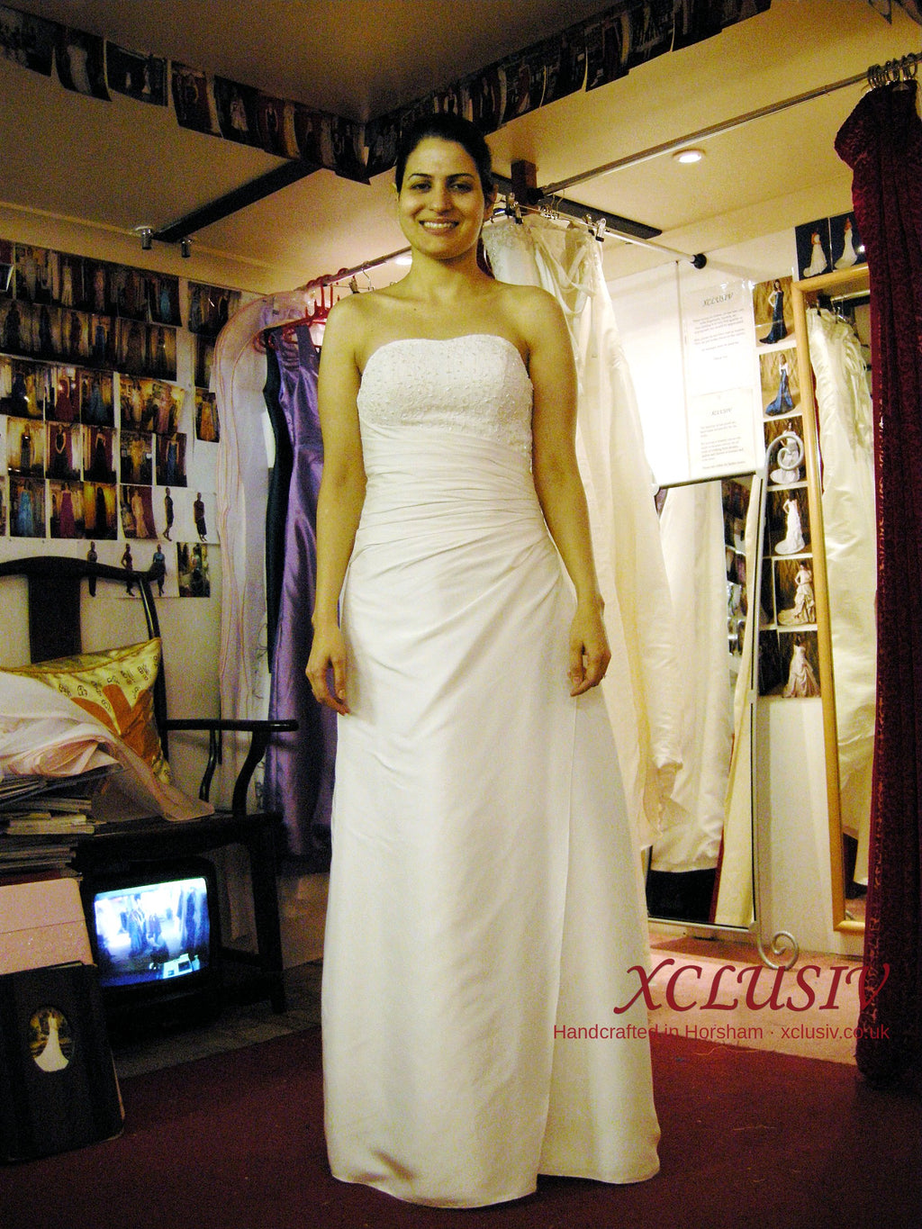 Ivory Satin Strapless Column Wedding Dress – XCLUSIV Horsham
