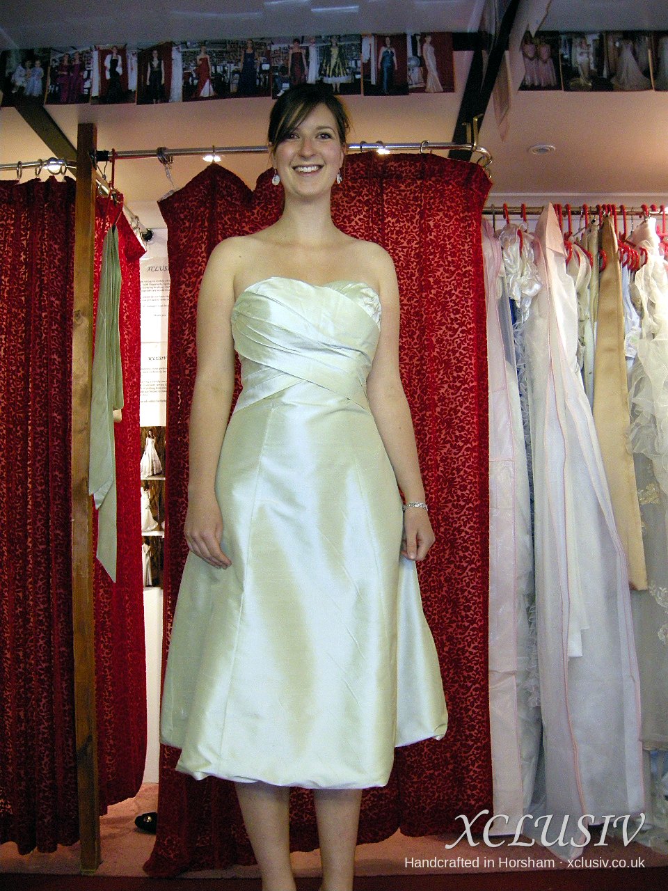 Ivory Satin Strapless Knee-Length Bridesmaid Dress – XCLUSIV Horsham