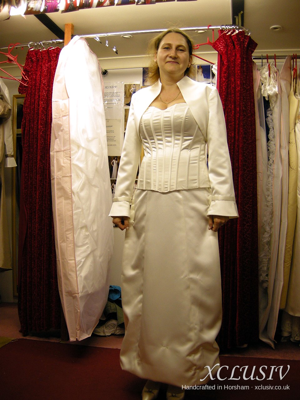 Ivory Satin Two-Piece Bridal Corset & Skirt with Jacket – XCLUSIV Horsham
