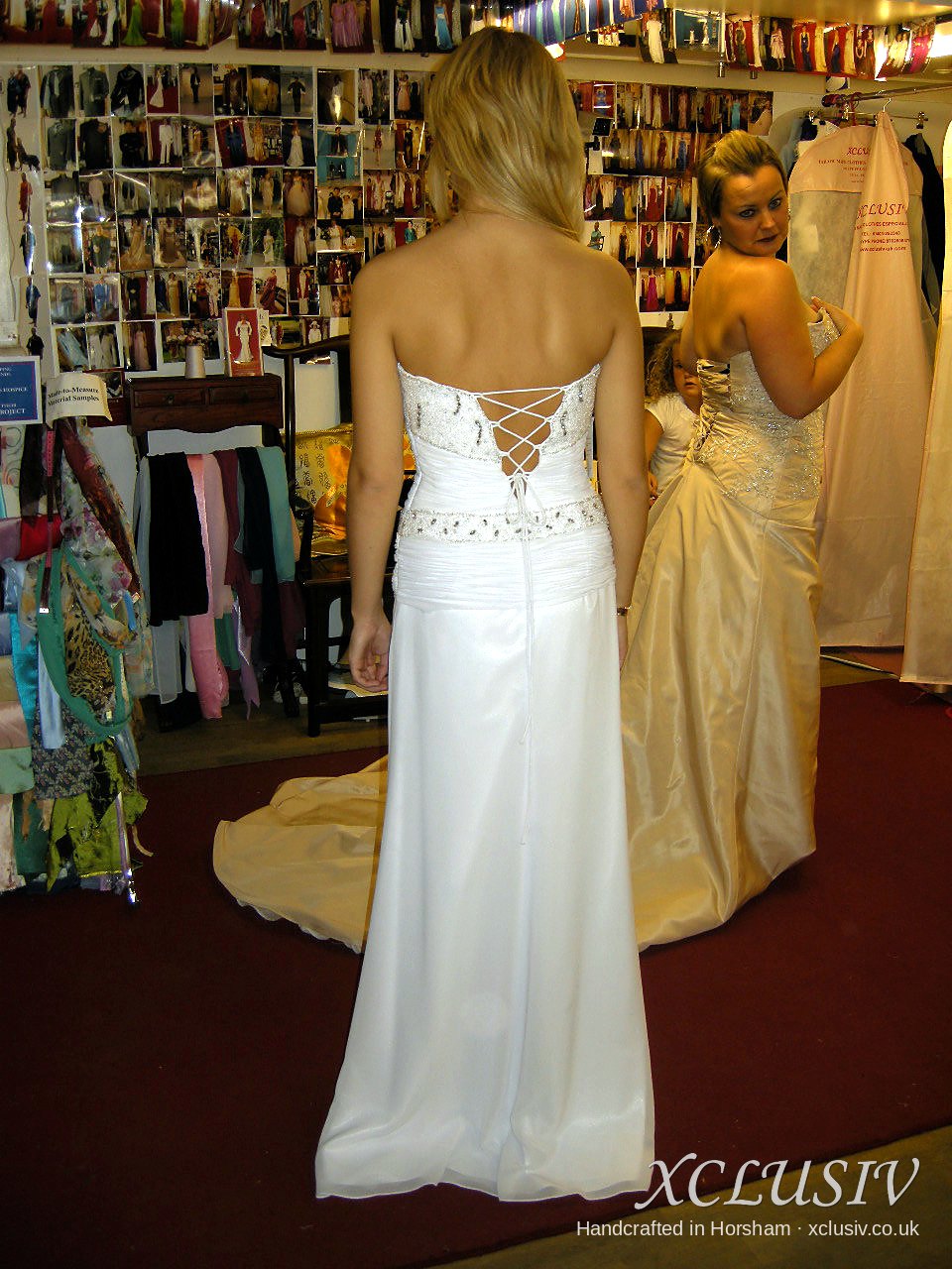 Ivory Strapless Wedding Dress with Beaded Bodice & Hip Band – XCLUSIV Horsham (view 2)
