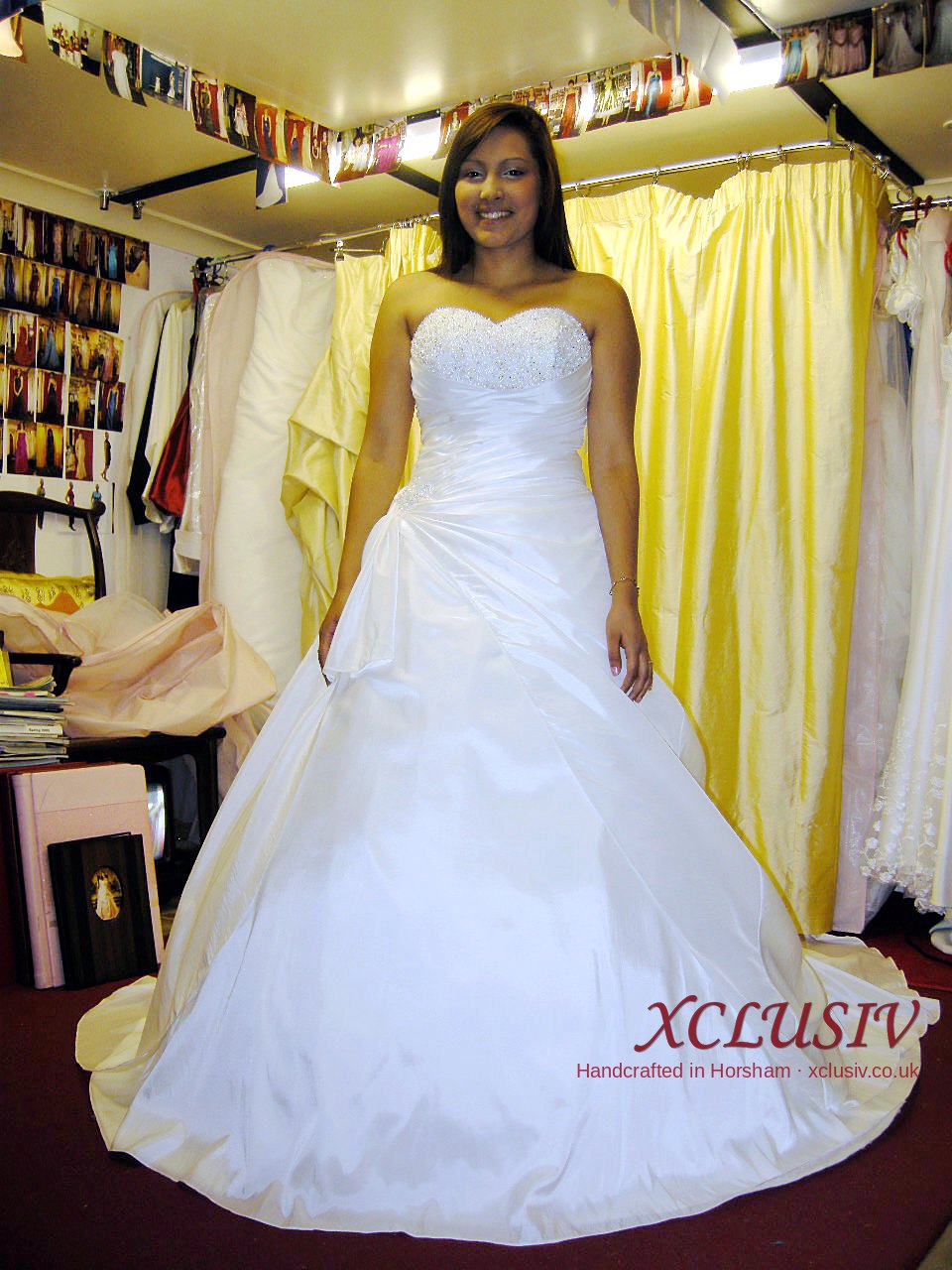 Ivory Taffeta Ball Gown Wedding Dress with Lace-Up Back – XCLUSIV Horsham (view 2)