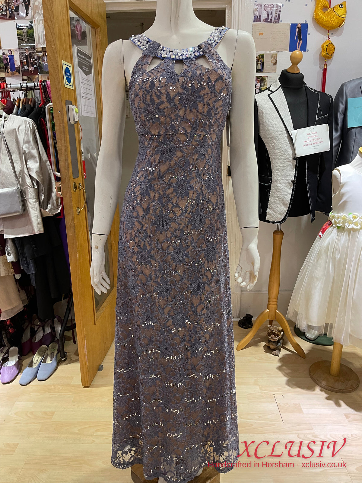 Lavender Sequin Lace Jewelled Halter Gown – Mother of the Bride – XCLUSIV Horsham Main image