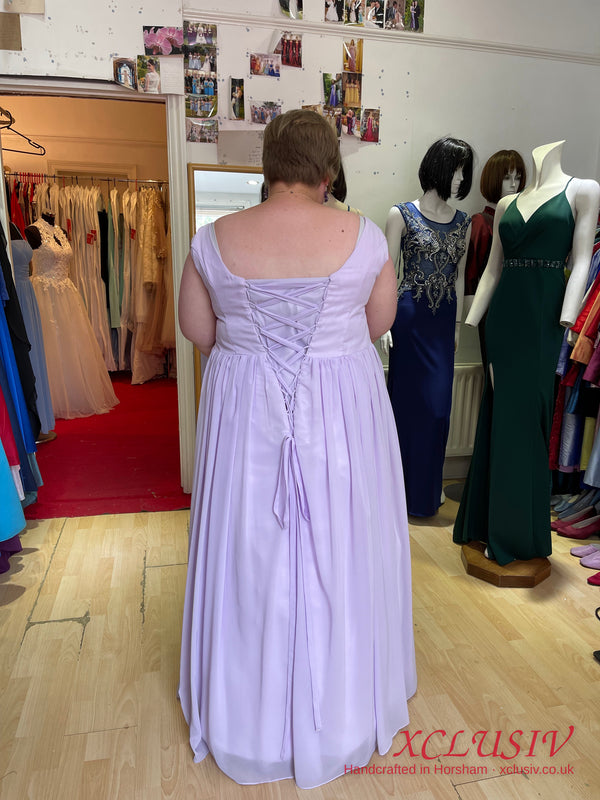 Lilac Chiffon Lace-Up Back Bridesmaid Dress – Plus Size – XCLUSIV Horsham (view 2)