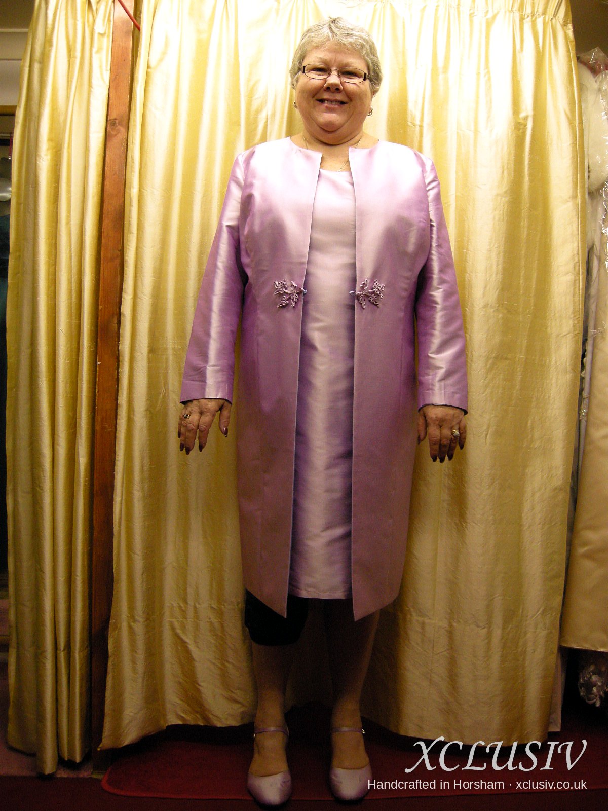 Lilac Dupion Silk Long Coat & Shift Dress – Mother of the Bride – XCLUSIV Horsham