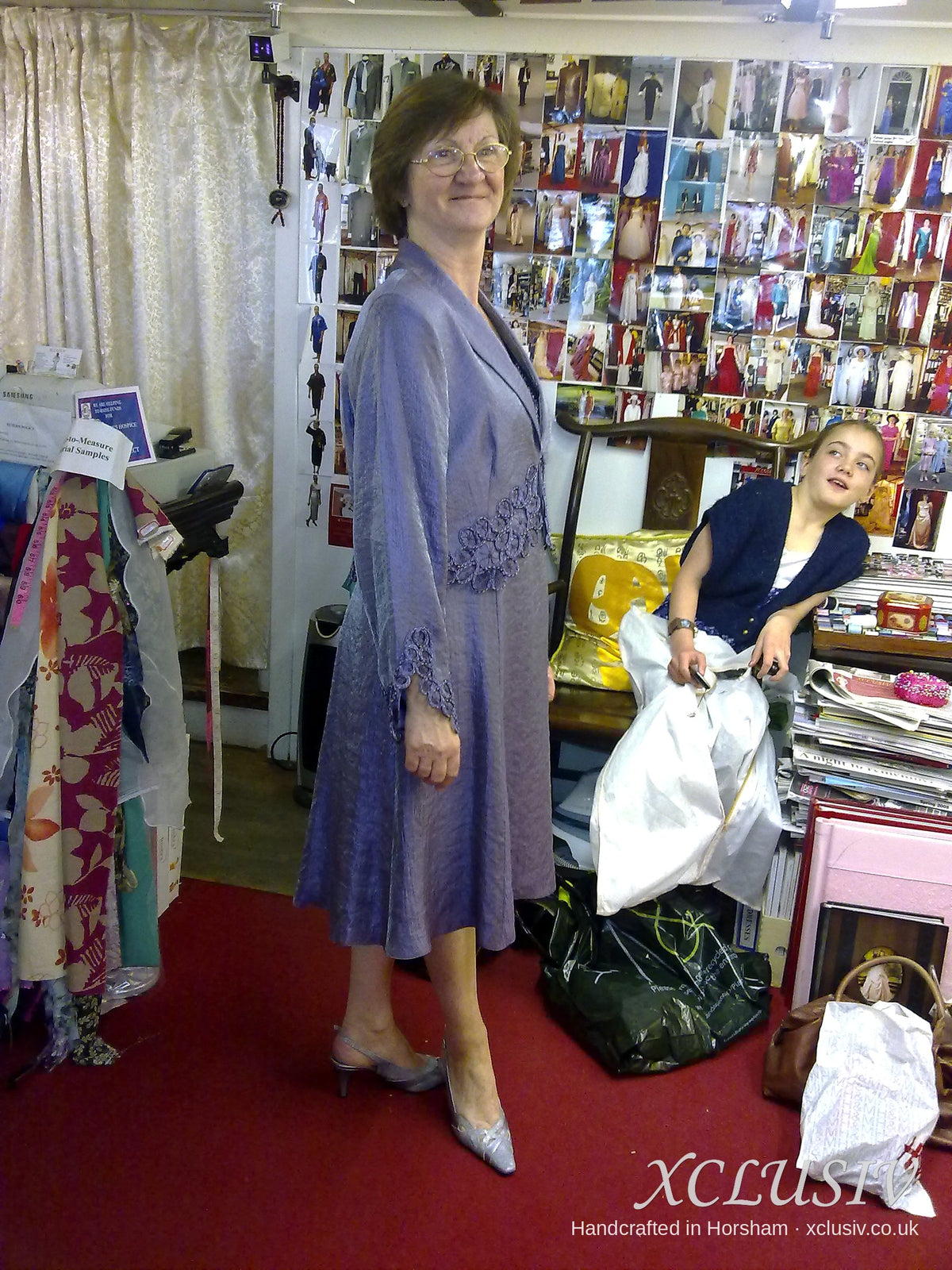 Lilac Jacket with Lace Trim & Tea-Length Dress – Mother of the Bride – XCLUSIV Horsham Main image