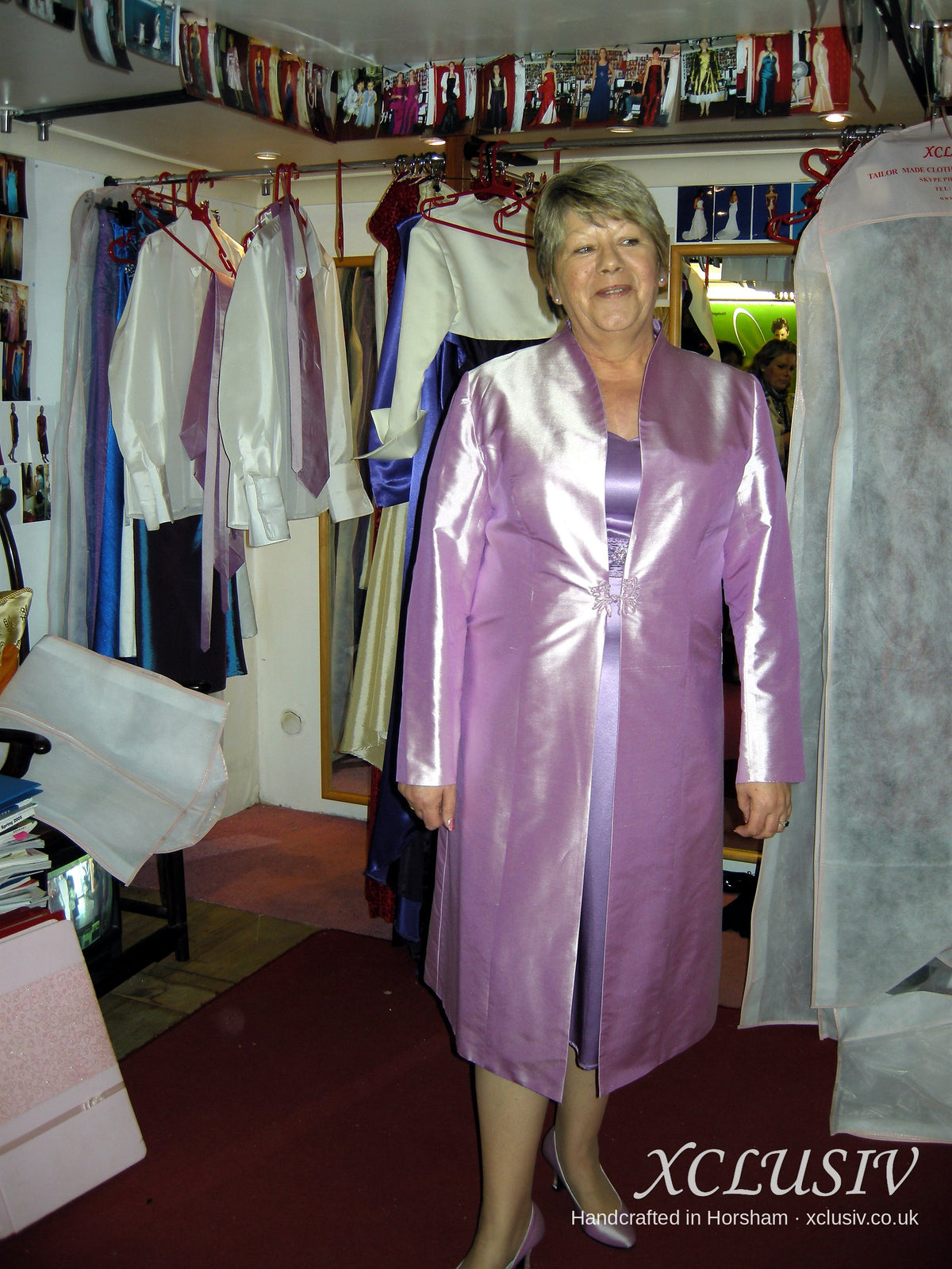 Lilac Satin Long Coat & Dress – Mother of the Bride – XCLUSIV Horsham Main image