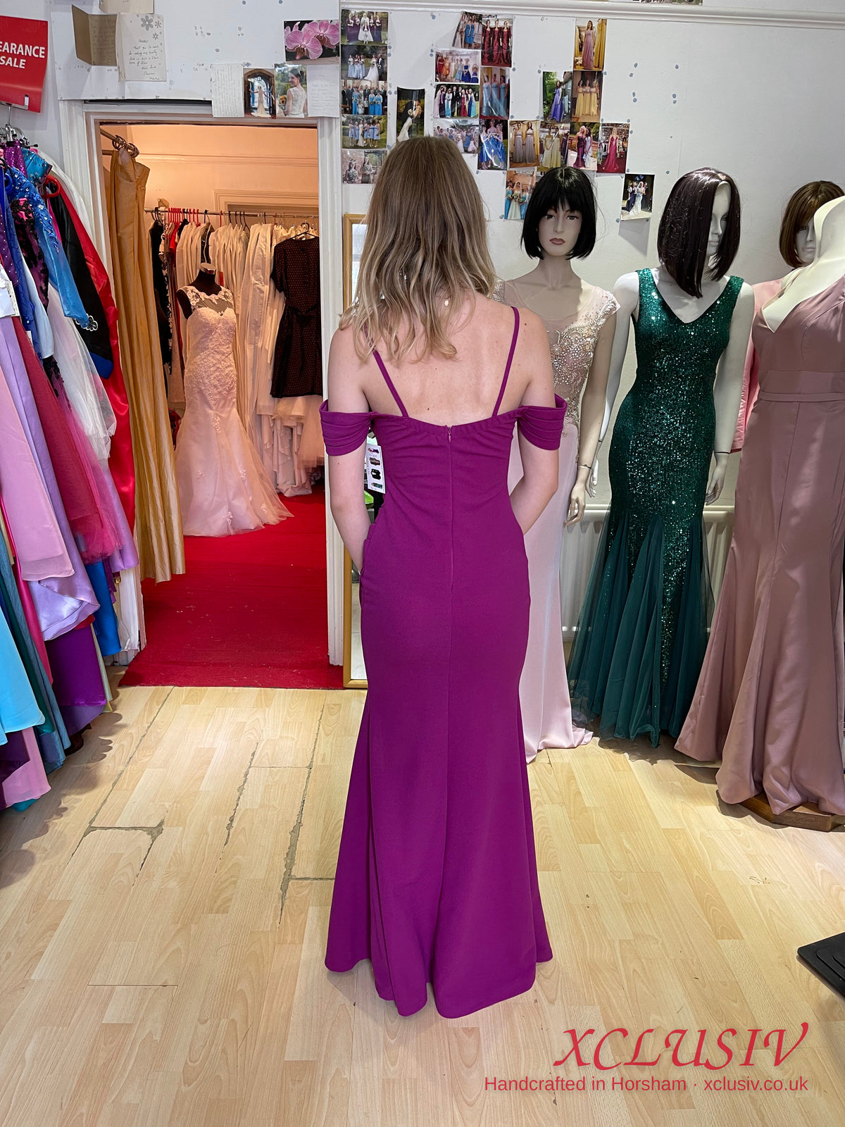 Magenta Cold-Shoulder Split Prom Dress – XCLUSIV Horsham (view 3)