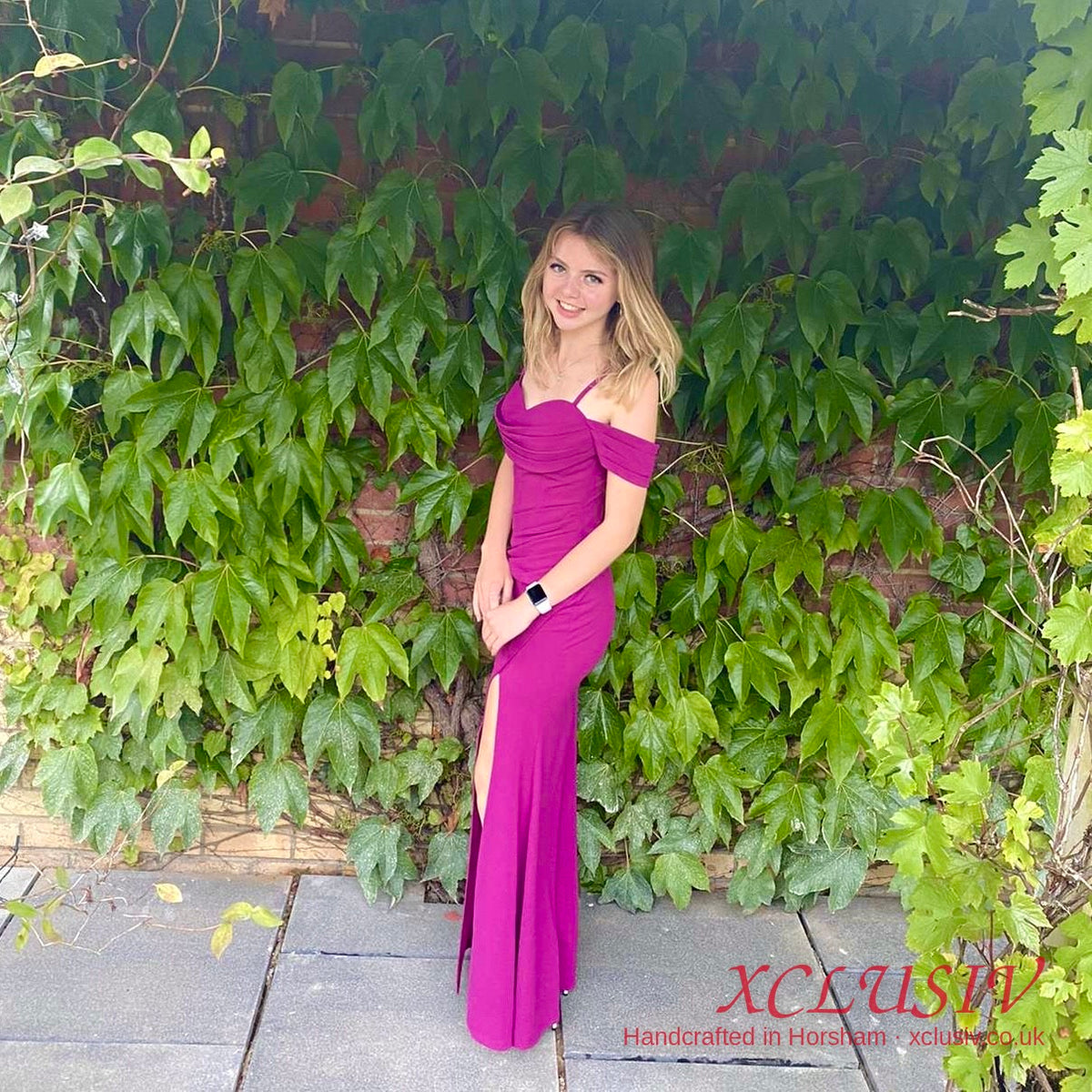 Magenta Off-Shoulder Split Prom Dress – XCLUSIV Horsham