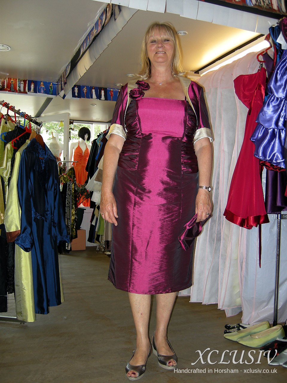 Magenta Taffeta Dress & Ruffle Bolero – Mother of the Bride – XCLUSIV Horsham Main image