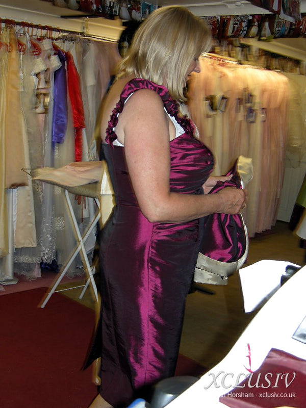 Magenta Taffeta Dress & Ruffle Bolero – Mother of the Bride – XCLUSIV Horsham (view 3)
