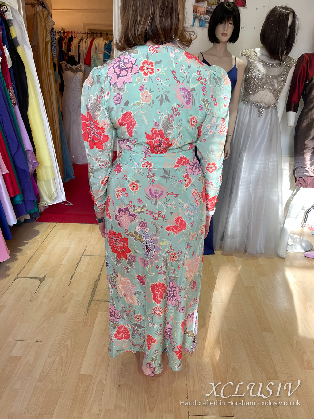 Mint Floral Print Long-Sleeve Dress – Mother of the Bride – XCLUSIV Horsham (view 2)
