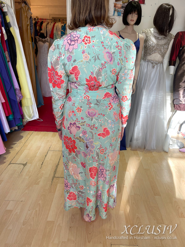 Mint Floral Print Long-Sleeve Dress – Mother of the Bride – XCLUSIV Horsham (view 2)