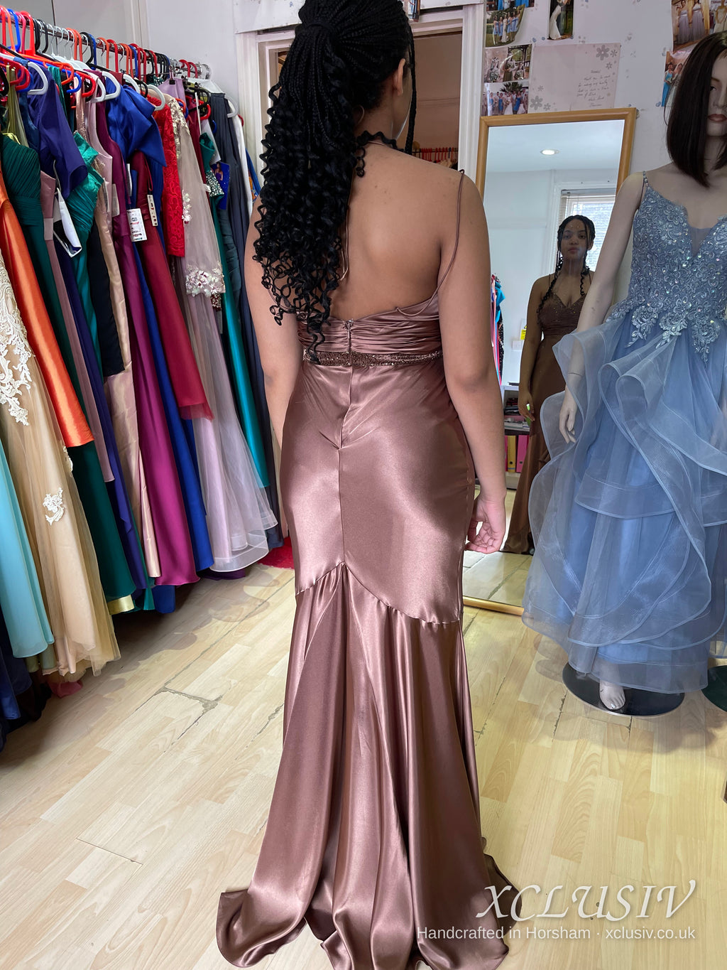 Mocha Satin Cowl Ruffle Mermaid Prom Dress – XCLUSIV Horsham