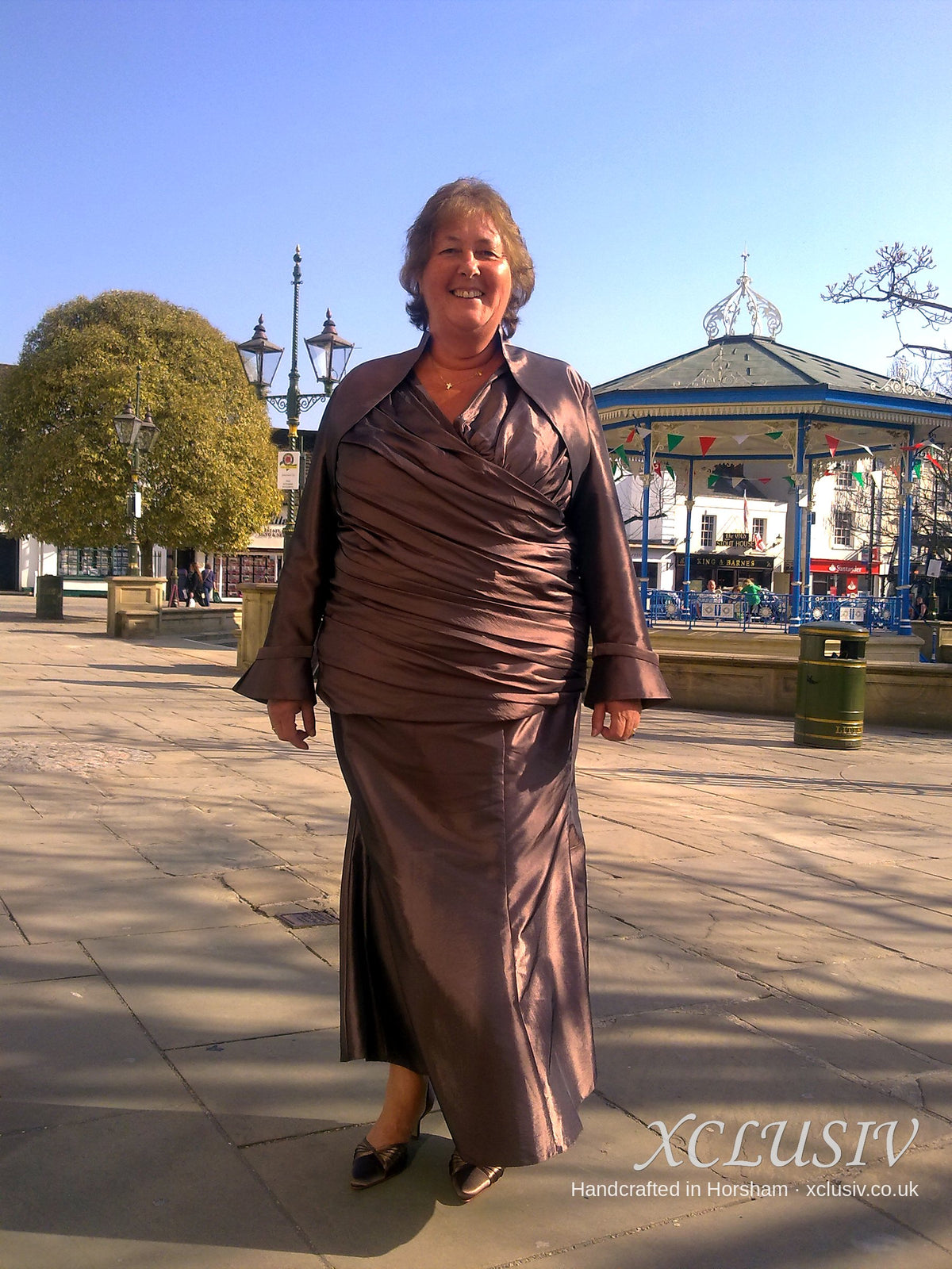 Mocha Taffeta Ruched Top, Fishtail Skirt & Bolero – Mother of the Bride – XCLUSIV Horsham Main image