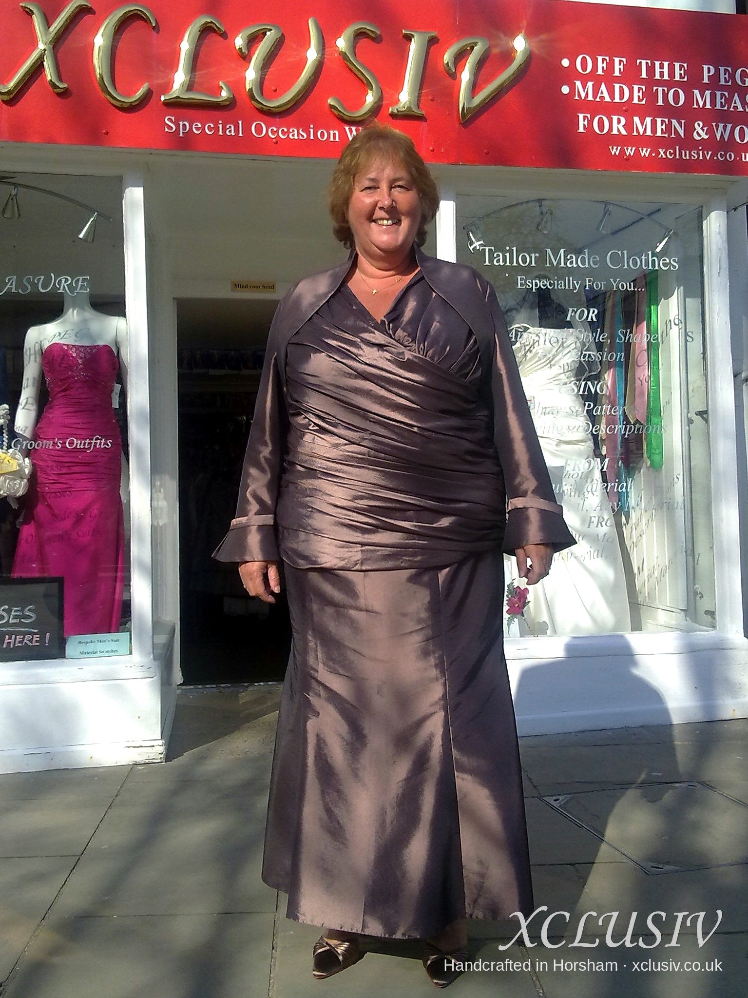 Mocha Taffeta Ruched Top, Fishtail Skirt & Bolero – Mother of the Bride Secondary image