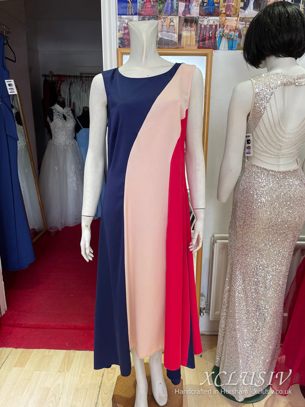 Navy, Blush & Red Colour-Block Maxi Dress – Mother of the Bride – XCLUSIV Horsham