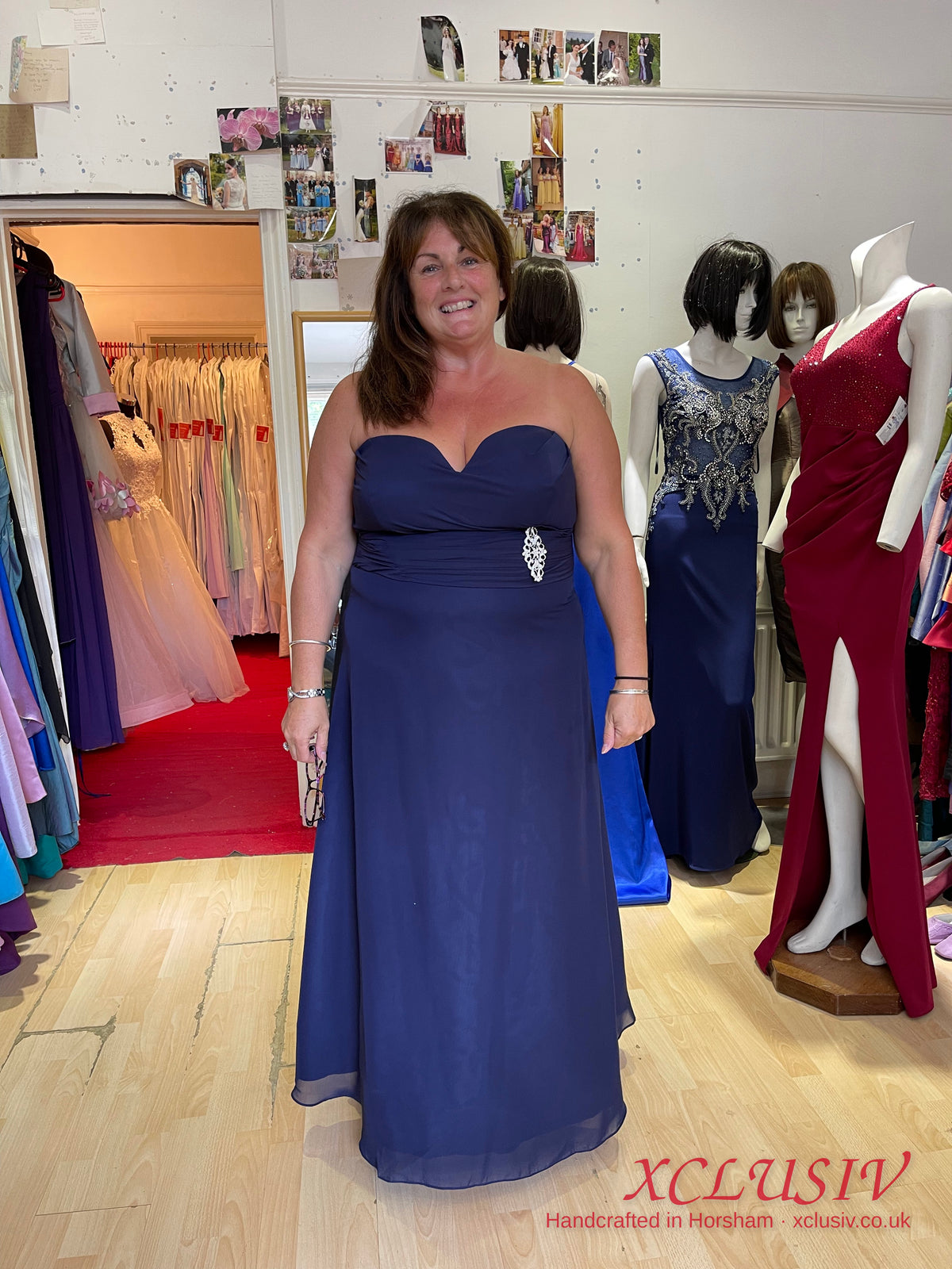 Navy Chiffon Strapless Lace-Up Back Prom & Evening Dress – Plus Size – XCLUSIV Horsham