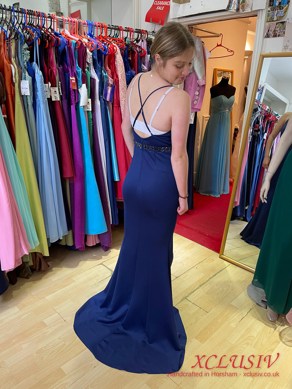 Navy Crepe Cross-Back Split Prom Dress – XCLUSIV Horsham